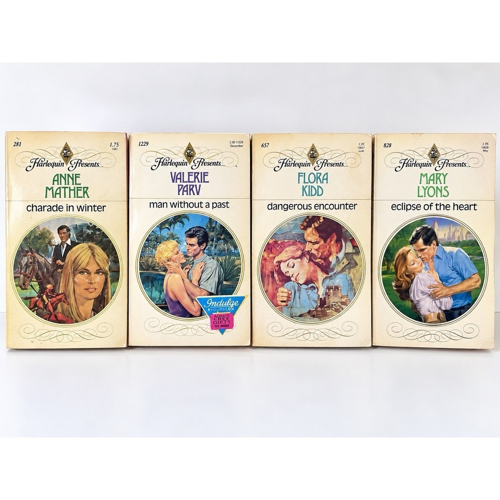 Vintage Harlequin Presents Romance Lot of 4 Mather Parv Kidd Lyons Paperbacks